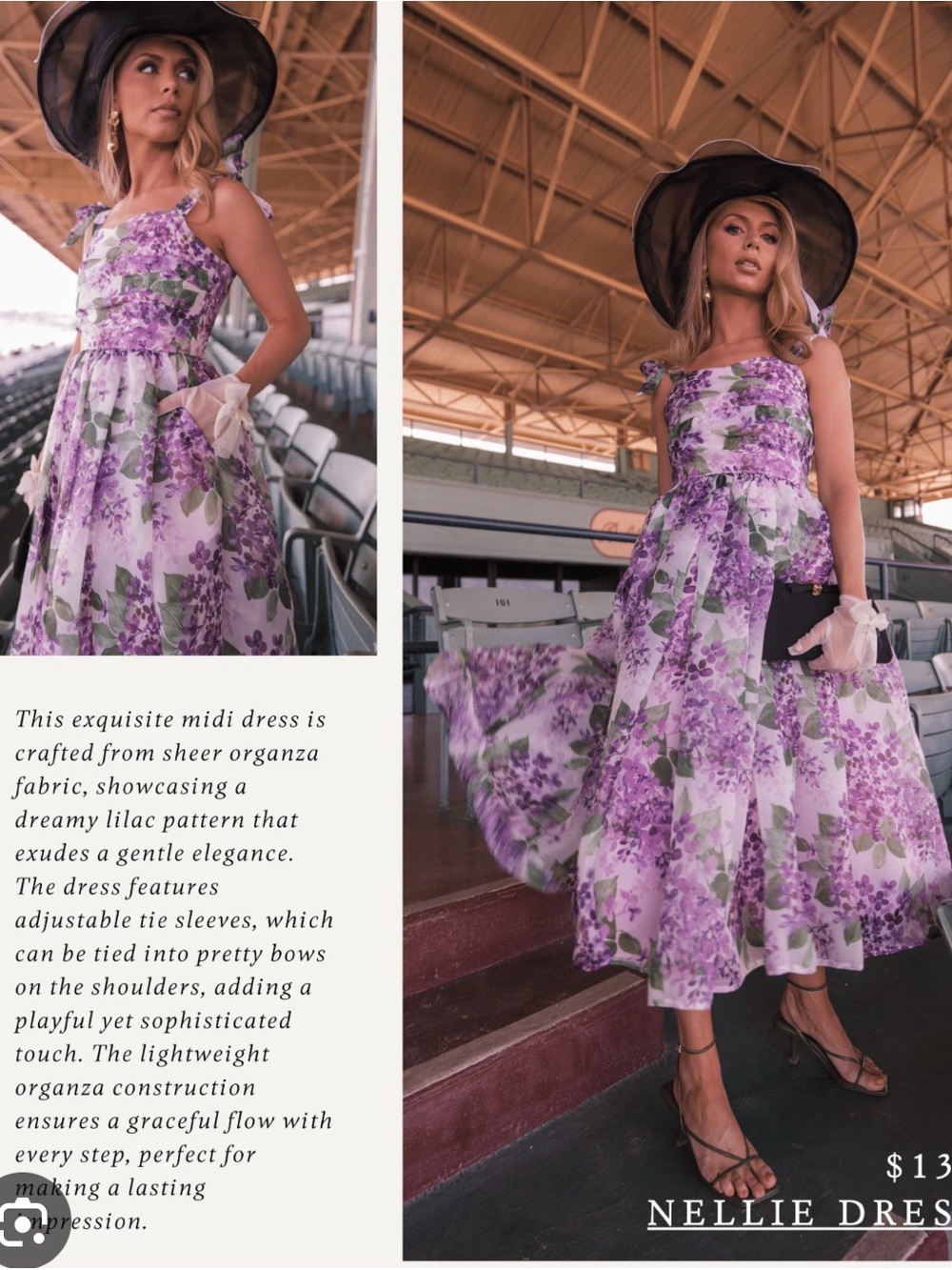 JessaKae Nellie Lilac Floral Organza Midi Dress